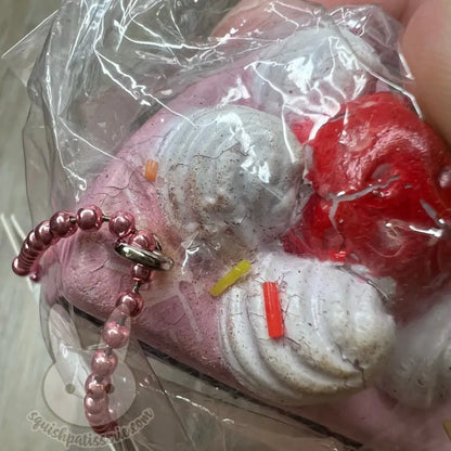 Rare Cafe De N Pink Shortcake Slice Squishy