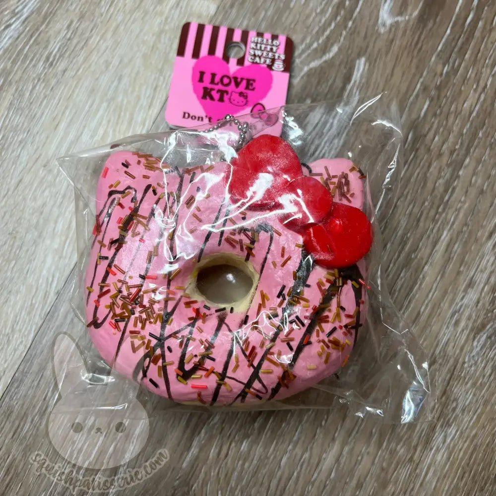 Rare Hello Kitty Jumbo Donut Squishy Pink W/ Chocolate Drizzle & Sprinkles