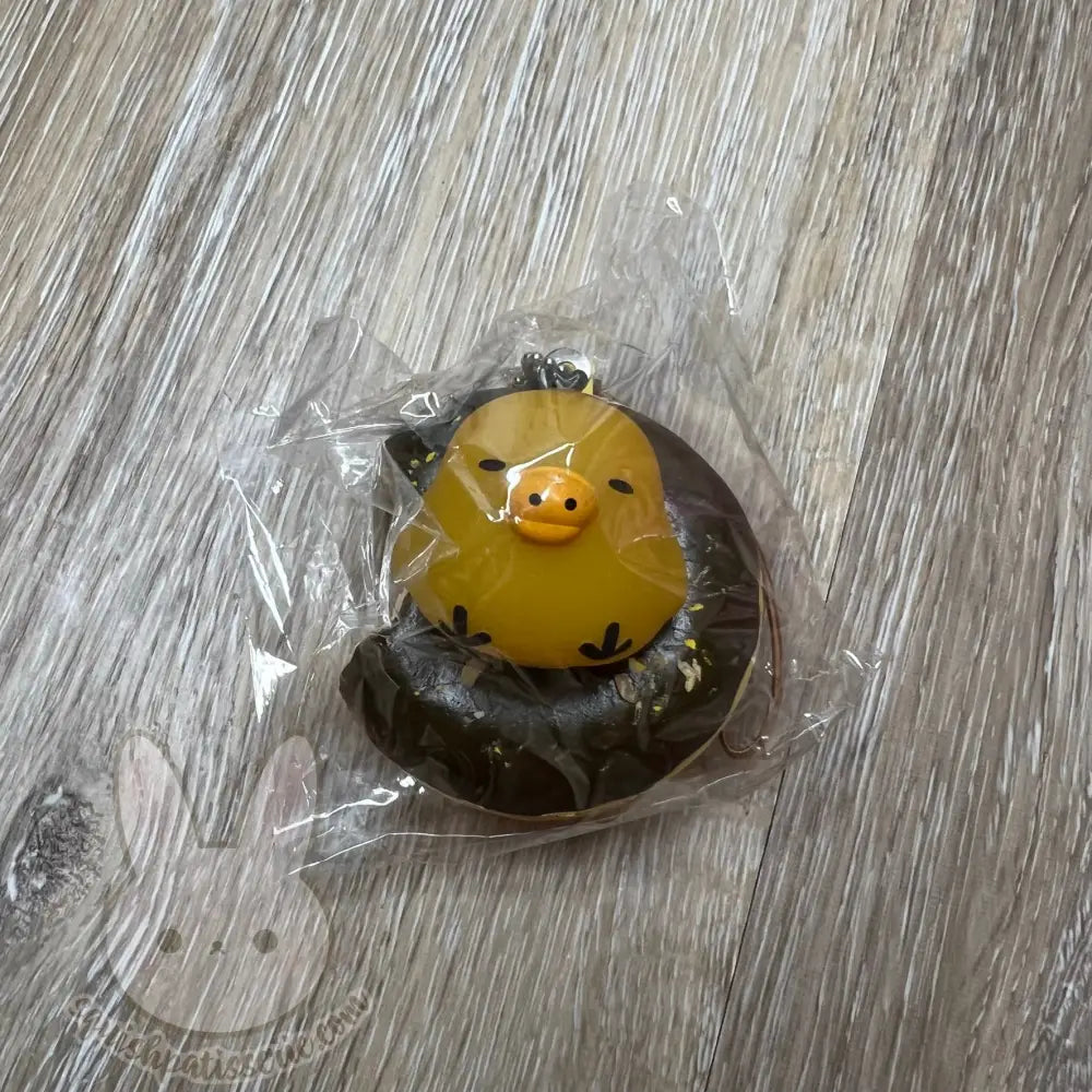 Rare Vtg Rilakkuma 3D Tag Donut Squishy Kiiroitori Chocolate Chopped Nuts